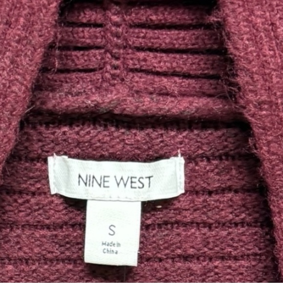 Nine West Chunky Cable Knit Open Front Cardigan Small Dark Purple New With Tags - Picture 5 of 9